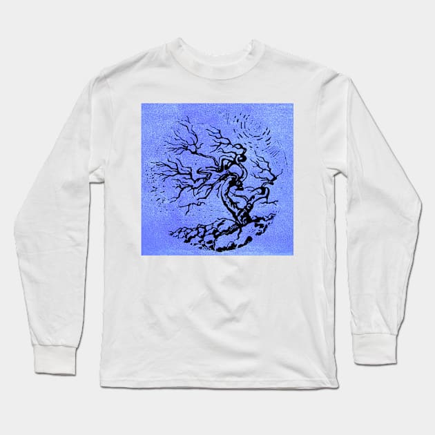 Old and Ancient Tree - Blue Long Sleeve T-Shirt by Heatherian